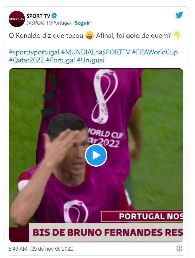 天天盈球足球比分-C罗笑称：我碰到了球 B费承认：原以为首球是C罗的